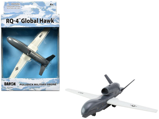 Northrop Grumman RQ-4 Global Hawk Military Drone "United States Navy" Gray and White Diecast Model Airplane by Daron-0