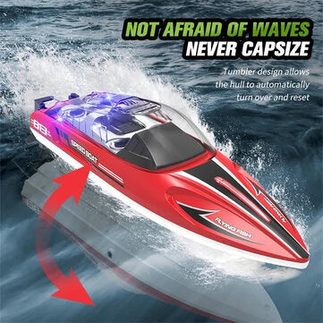 HXJRC HJ813 2.4G 4CH RC Boat ad alta velocità con luce LED capovolta e reset motoscafo 